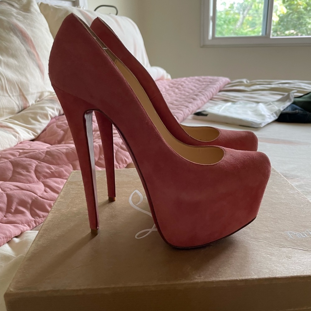 Christian Louboutin Red Highness 160 Veau Velours Suede Heels Pumps